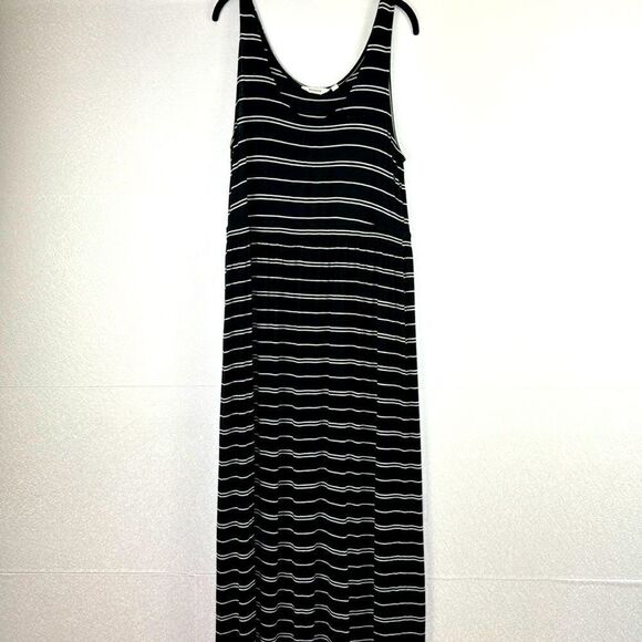 Athleta Striped Empire Waist Sleeveless Tank Maxi Dress L - Picture 2 of 6